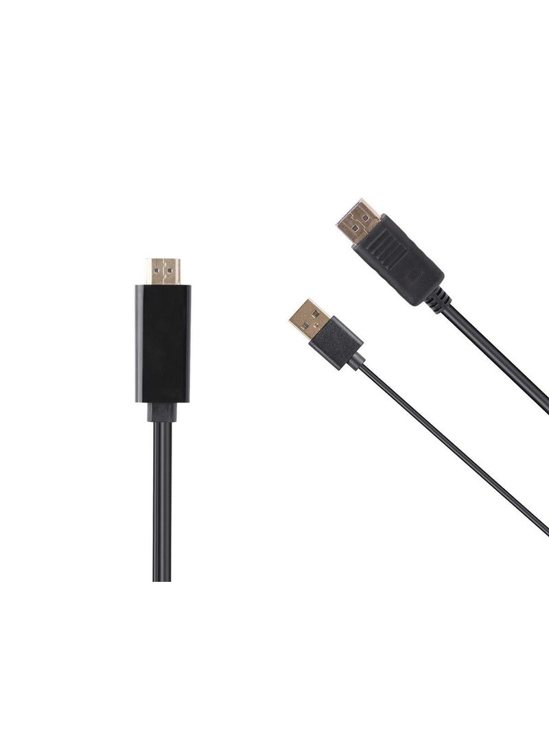 Monoprice Monoprice HDMI to DisplayPort 1.2a Cable - 4K@60Hz, 21.6Gbps, Directional, to Use with Blu-ray Disc Players, Video Game Consoles, Apple TV, Laptops, Computer, and More, 6 Feet, Black  - Image 1