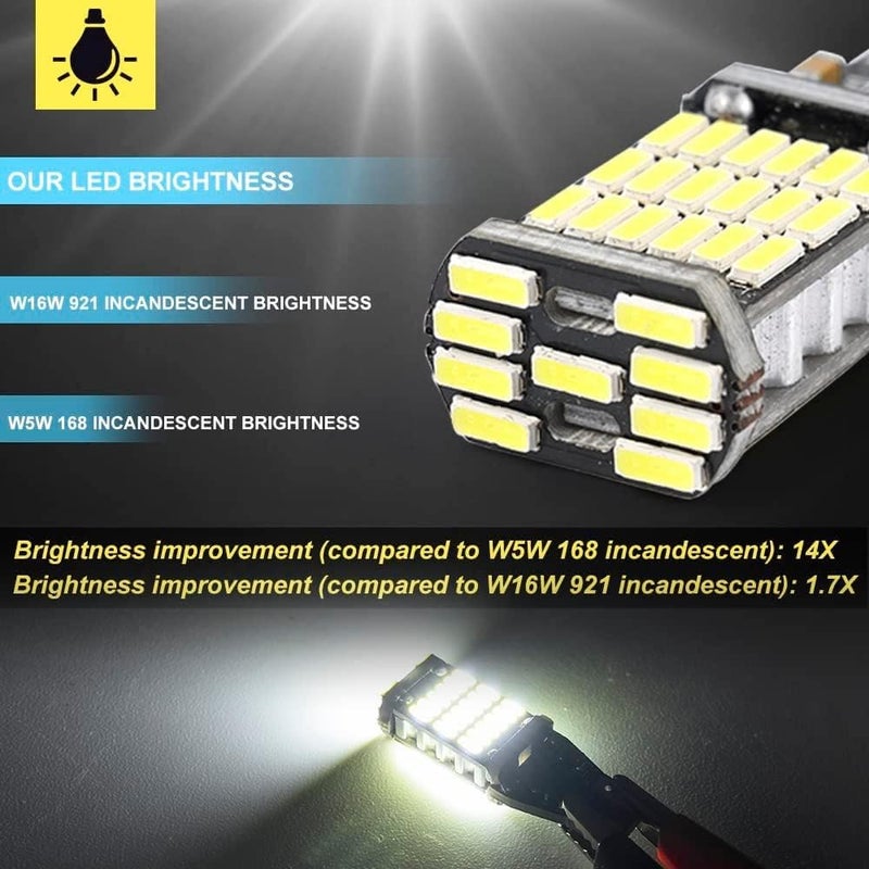 مصابيح كانونفيش 2 قطعة فائقة السطوع 912 921 LED للإضاءة الخلفية العكسية، 6000K أبيض زينون CAN-BUS 4014 30-SMD T10 T15 906 W16W 921K 922، إضاءة خلفية 360° - Image 4