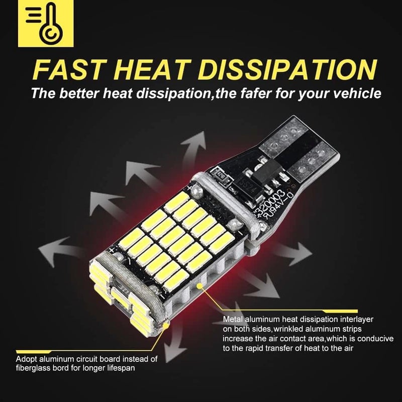 مصابيح كانونفيش 2 قطعة فائقة السطوع 912 921 LED للإضاءة الخلفية العكسية، 6000K أبيض زينون CAN-BUS 4014 30-SMD T10 T15 906 W16W 921K 922، إضاءة خلفية 360° - Image 5