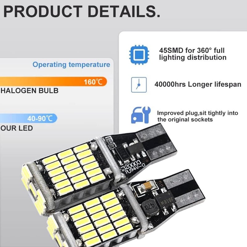 مصابيح كانونفيش 2 قطعة فائقة السطوع 912 921 LED للإضاءة الخلفية العكسية، 6000K أبيض زينون CAN-BUS 4014 30-SMD T10 T15 906 W16W 921K 922، إضاءة خلفية 360° - Image 3