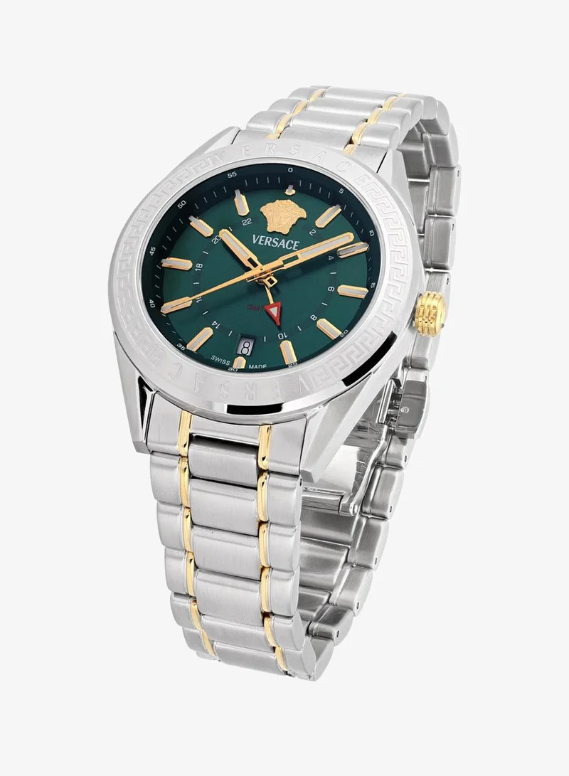 VERSACE V-Code GMT Quartz Green Dial Watch