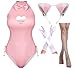 Yuriko Womens Bunny Costume Girl Suit Button Crotch Romper Onesie Bodysuit Cosplay Costume Furry Cat Ear Gloves Socks setPink M - Image 3