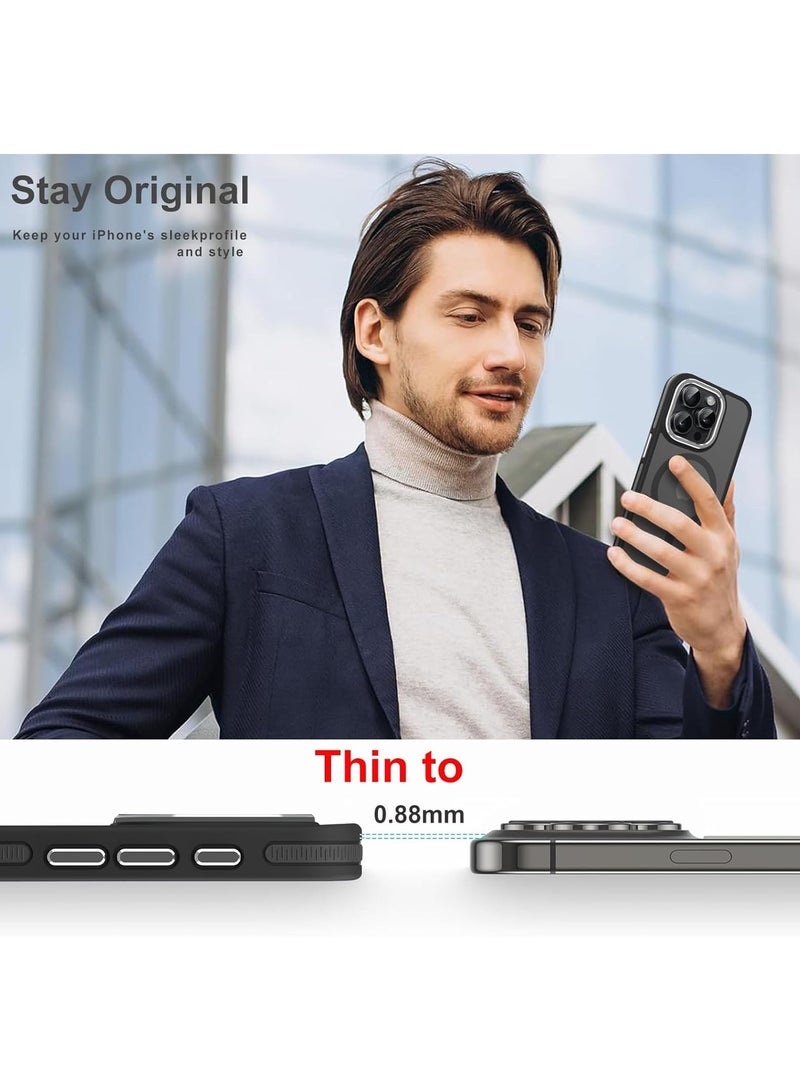 Magnetic Case Compatible with MagSafe Translucent Matte Shockproof Women Men Girl Protective Case Cover for iPhone 14 Pro Max 6.7 (Black)  - Image 5