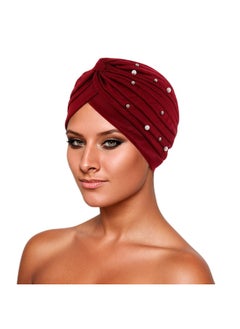 Beaded Indian Hat - Wine Red