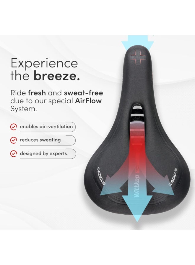 Wittkop Bike Seat, Waterproof Bicycle Saddle for Comfort, Mountain & Road Biking, Wide Bike Seats for Men & Women, BMX, MTB, Bike Seat Comfort, Waterproof Bike Saddle with Innovative 5-Zone-Concept - Image 2