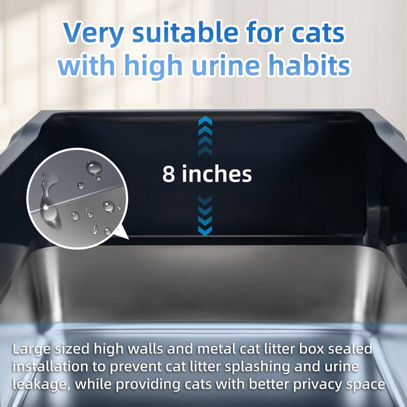 KMNSUN XXXL Extra Large Stainless Steel Litter Box, 28" L x 20" W x 14" H Super Large Stainless Steel Litter Box, Suitable for Large Cats and Multiple Cats, Non-Sticky, Anti-Leakage, Easy to Clean - Image 5