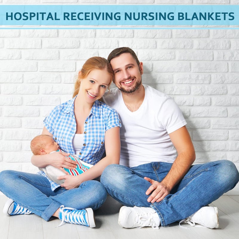 Remerry 8 Pcs Receiving Blanket 30 x 40 Inch Hospital Blankets 100 Cotton Flannel Soft Warm Swaddle Coverings for Unisex Girl Boy Baby Newborn Swaddle Newborn Wrap Flannel Receiving Coverings - Image 2