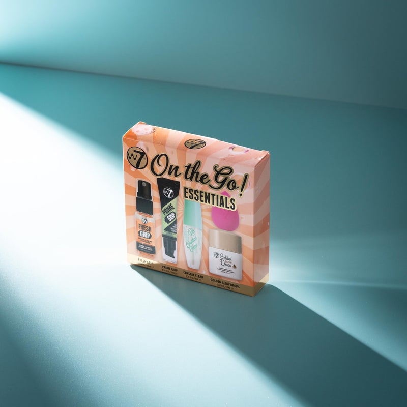 W7 On the Go Essentials Set - Mini Makeup Must-Haves with Primer, Setting Spray, Mascara, Golden Glow Bronzing Drops & Beauty Sponge - Travel or Handbag Size Essentials - Image 3