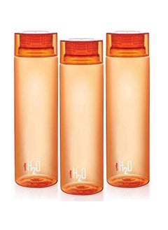 Cello Cello Deluxe H2O Unbreakable Plastic Water Bottle Set, Set of 3, 1 Litre Orange  - Image 1