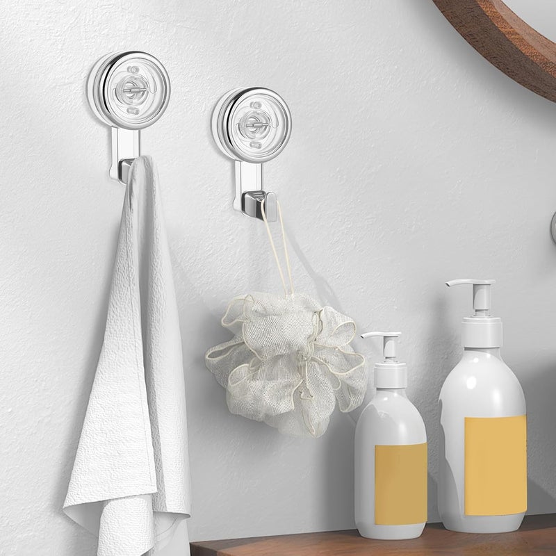 Rotating Suction Cup Hooks 2pcs No-Drill Heavy Duty Wreath Hangers for Bathroom Kitchen Shower Glass Tile - Image 4