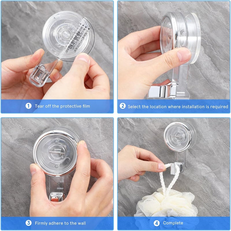 Rotating Suction Cup Hooks 2pcs No-Drill Heavy Duty Wreath Hangers for Bathroom Kitchen Shower Glass Tile - Image 5