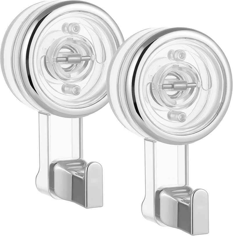 Rotating Suction Cup Hooks 2pcs No-Drill Heavy Duty Wreath Hangers for Bathroom Kitchen Shower Glass Tile - Image 1