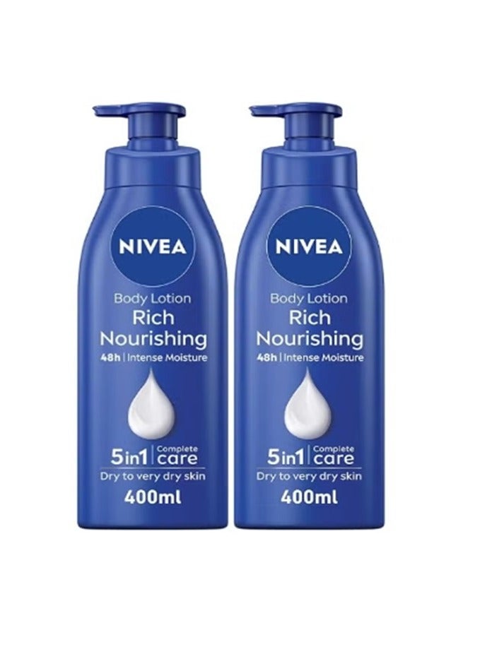 Nivea Nourishing Body Lotion, Almond Oil, Extra Dry Skin 400ml 1+1 - Image 1