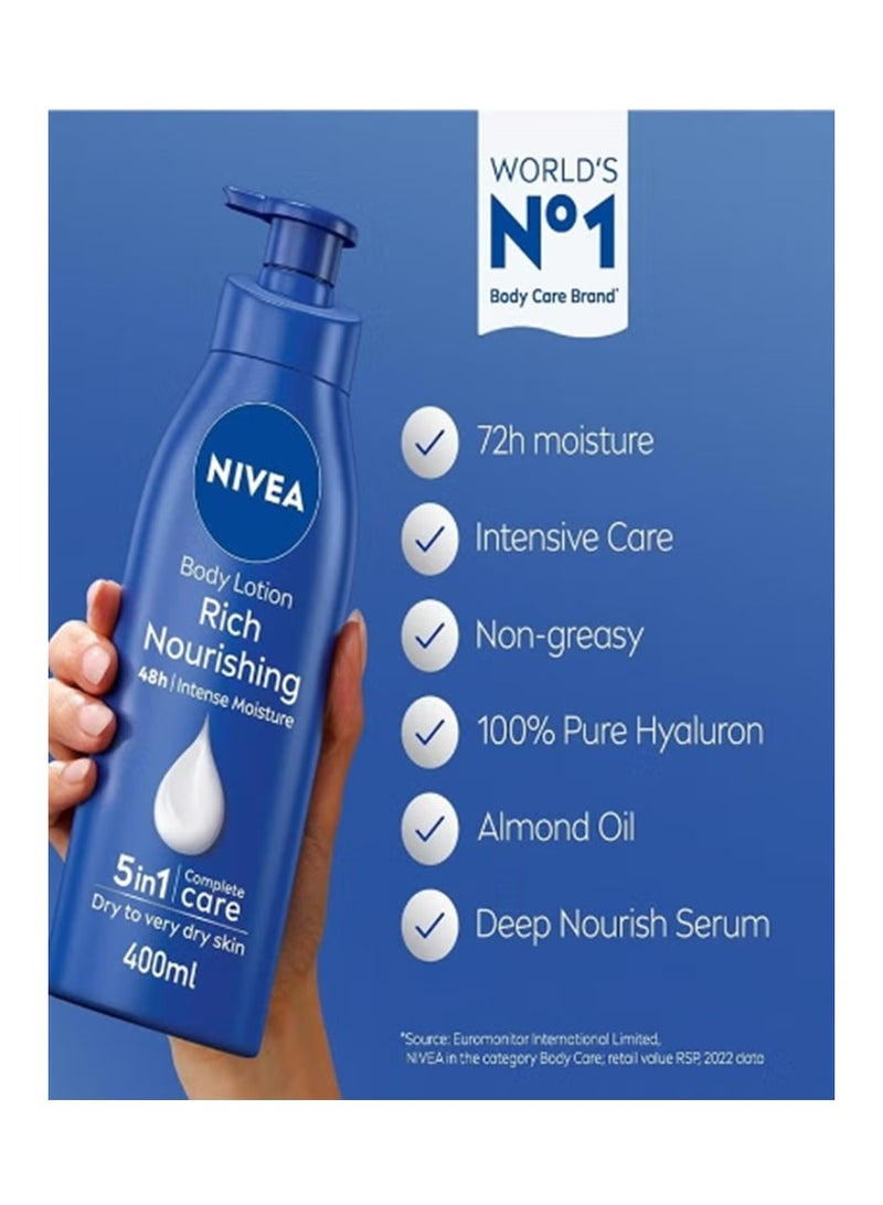 Nivea Nourishing Body Lotion, Almond Oil, Extra Dry Skin 400ml 1+1 - Image 3