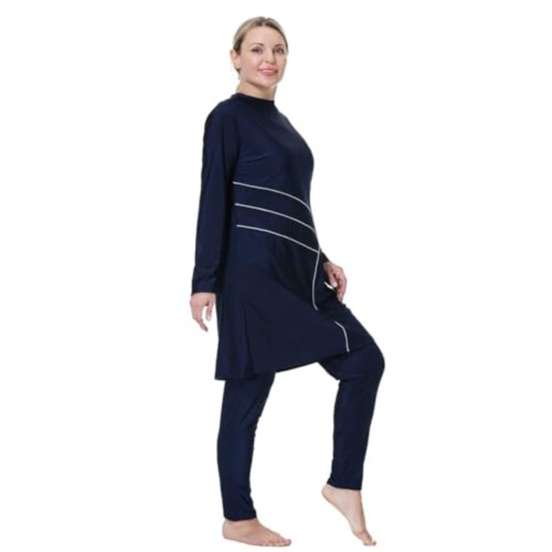 ملابس سباحة إسلامية بمقاس كبير للنساء من Rash Guard، سروال علوي مع حجاب/قبعة - 2XL - Image 4
