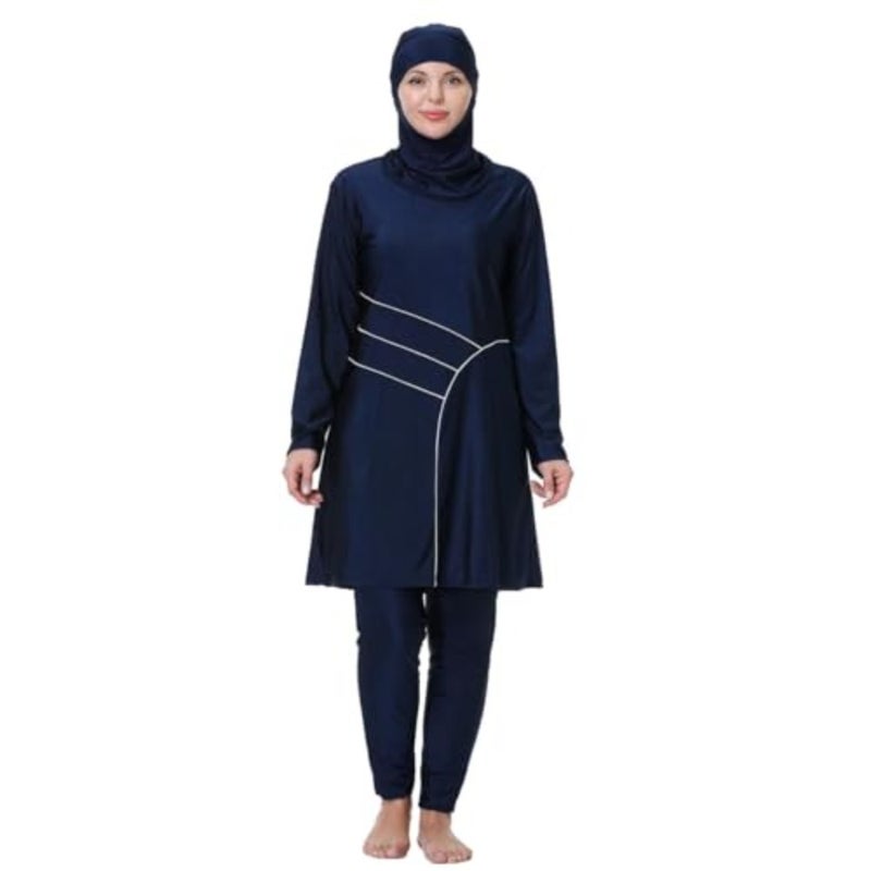 ملابس سباحة إسلامية بمقاس كبير للنساء من Rash Guard، سروال علوي مع حجاب/قبعة - 2XL - Image 1