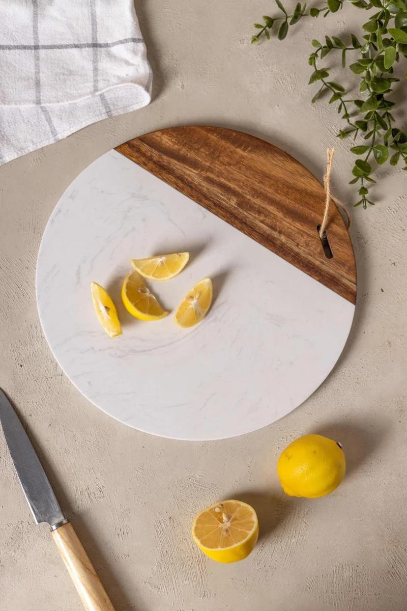 FH finehome Manati Round Acacia Marble Cutting Board 30 cm