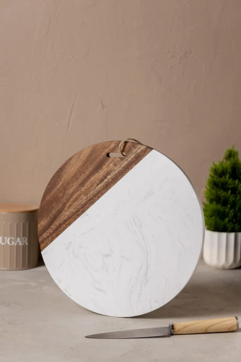 FH finehome Manati Round Acacia Marble Cutting Board 30 cm