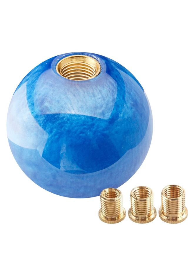 LAMAY Round Ball Shift Knob Universal Marble Style Gear Shift Knob 5 6 Speed for Manual Automatic Vehicles with Adapters (Color : Blue) - Image 1