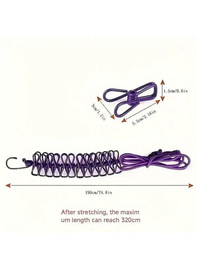 Black Portable Retractable Travel Clothesline With 12 Clothespins For Indoor Outdoor Camping RV - Image 4