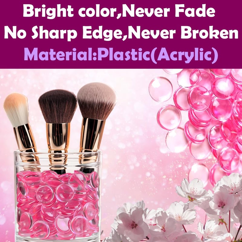 HappyFiller Bright Pink Easter Spring Wedding Centerpieces Party Decor 630 PCS 0.6 Inch Acrylic Flat Marbles Vase Fillers Gems Cabochons Dome Tiles,Crafts,Photo Charm,Table Scatter,Makeup Brush,Candle Holder - Image 2