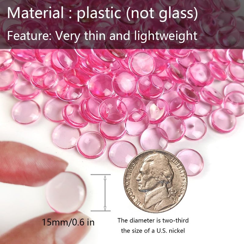 HappyFiller Bright Pink Easter Spring Wedding Centerpieces Party Decor 630 PCS 0.6 Inch Acrylic Flat Marbles Vase Fillers Gems Cabochons Dome Tiles,Crafts,Photo Charm,Table Scatter,Makeup Brush,Candle Holder - Image 3