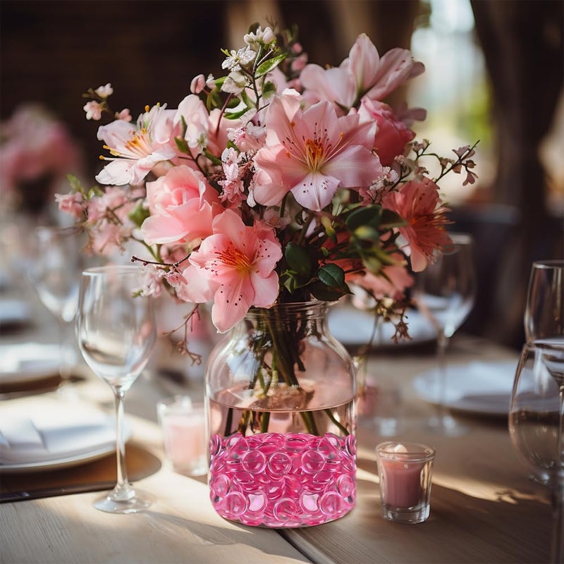 HappyFiller Bright Pink Easter Spring Wedding Centerpieces Party Decor 630 PCS 0.6 Inch Acrylic Flat Marbles Vase Fillers Gems Cabochons Dome Tiles,Crafts,Photo Charm,Table Scatter,Makeup Brush,Candle Holder - Image 4