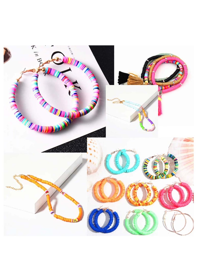 SYOSI Clay Beads, Round Handmade Heishi Beads, White Polymer Flat Beads, Beads for Jewelry Making, for Necklace Jewelry Bracelet Earring  - Image 2