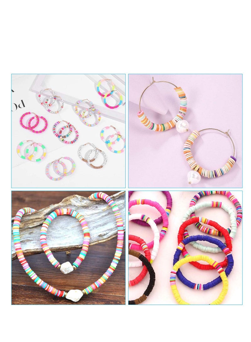 SYOSI Clay Beads, Round Handmade Heishi Beads, White Polymer Flat Beads, Beads for Jewelry Making, for Necklace Jewelry Bracelet Earring  - Image 3