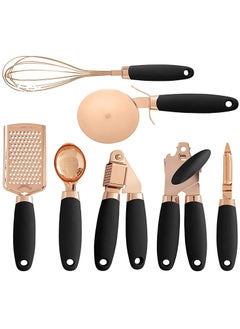 Perfii 7-Piece Copper Coated Kitchen Gadget Set - Non-stick Utensils with Soft Touch Silicone Handles, Heat-Resistant Design and Easy Cleaning for Kitchen and Home Cooking  - Image 1