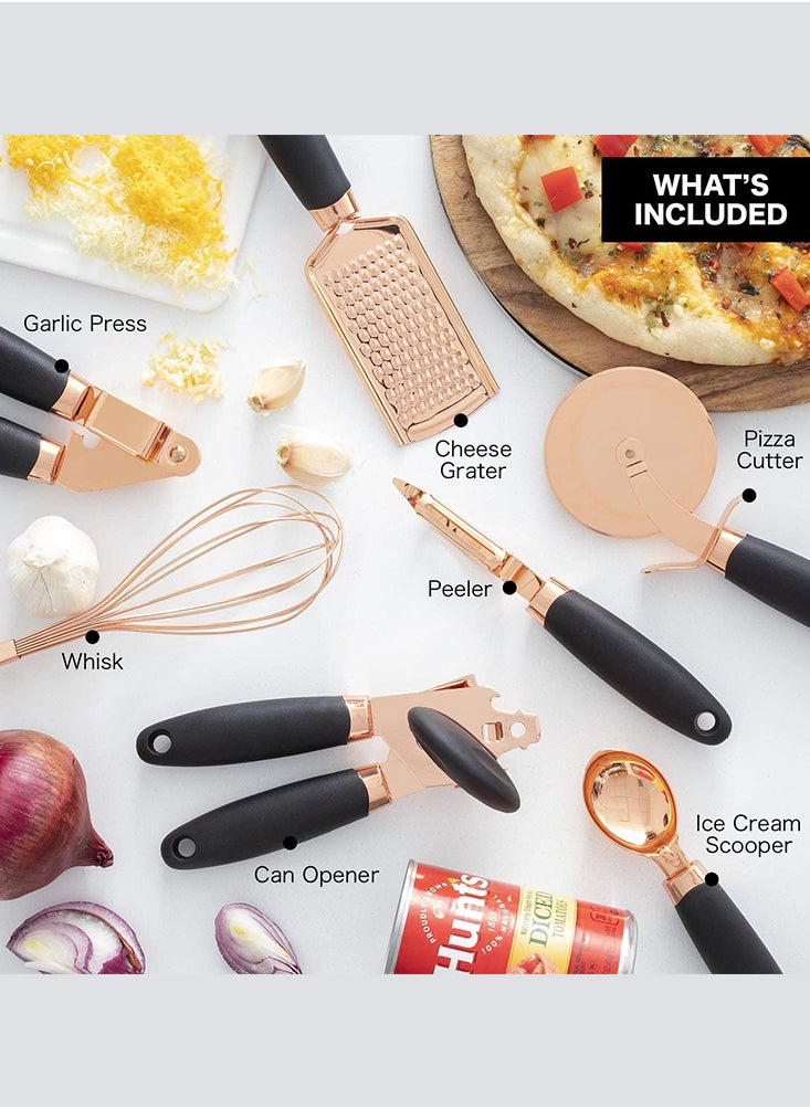Perfii 7-Piece Copper Coated Kitchen Gadget Set - Non-stick Utensils with Soft Touch Silicone Handles, Heat-Resistant Design and Easy Cleaning for Kitchen and Home Cooking  - Image 2