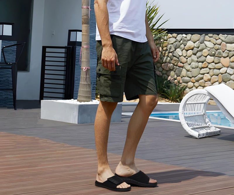 ONCAI Mens Sandals Adjustable Straps Orthotic Plantar Fasciitis Open Toe Athletic Sport Slides with Soft Comfy Arch Support Footbed Black Size 7.5 - Image 3