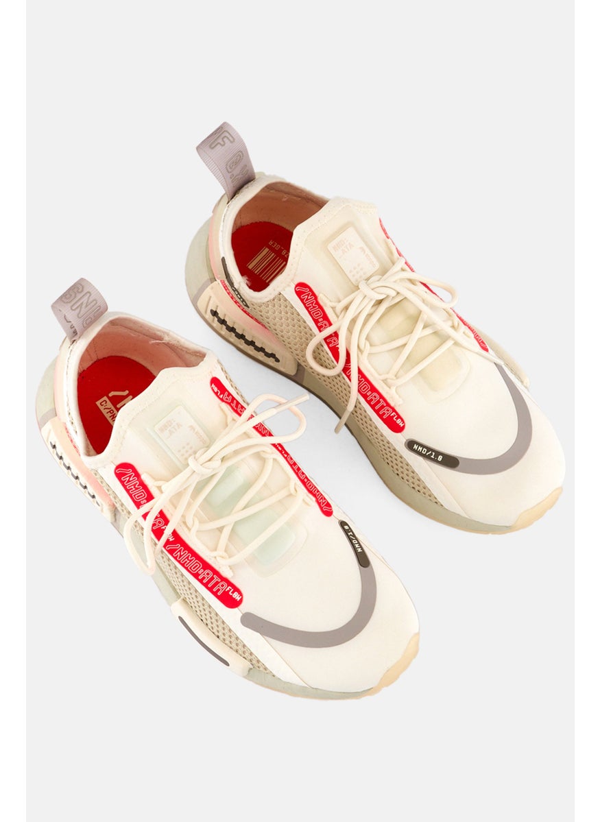 Adidas Kids Boy Nmd_R1 Spectoo Lace Up Outdoor Shoes, Cream Combo  - Image 3
