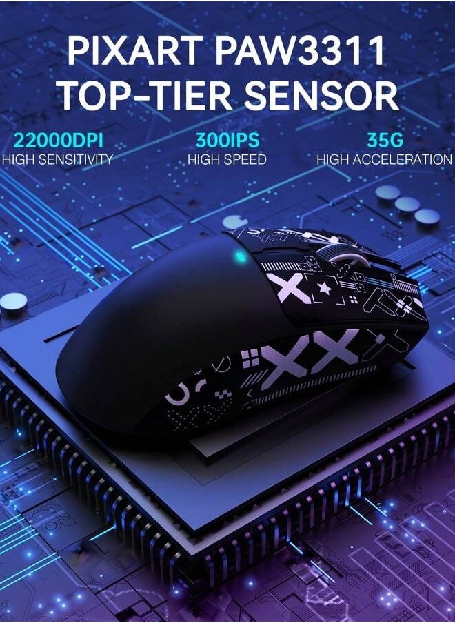 Attack Shark Lightweight Wireless Gaming Mouse, 63g, PixArt PAW3311 Gaming Sensor,  BT/2.4G Wireless/Wired with Magnetic Charging Dock And Tape For Better Grip, Attack Shark X11  - Image 2