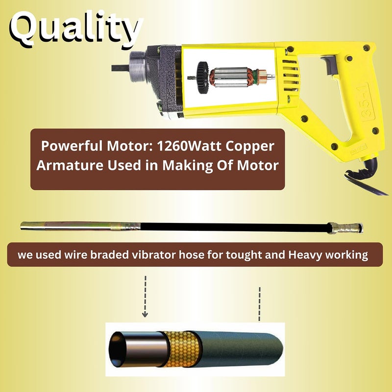 ICYLIFE ICYLIFE 1260WATT Concrete Vibratoriron Machine With 2 Mtr Needle Electric Concrete Vibrator 13100rpm  - Image 3