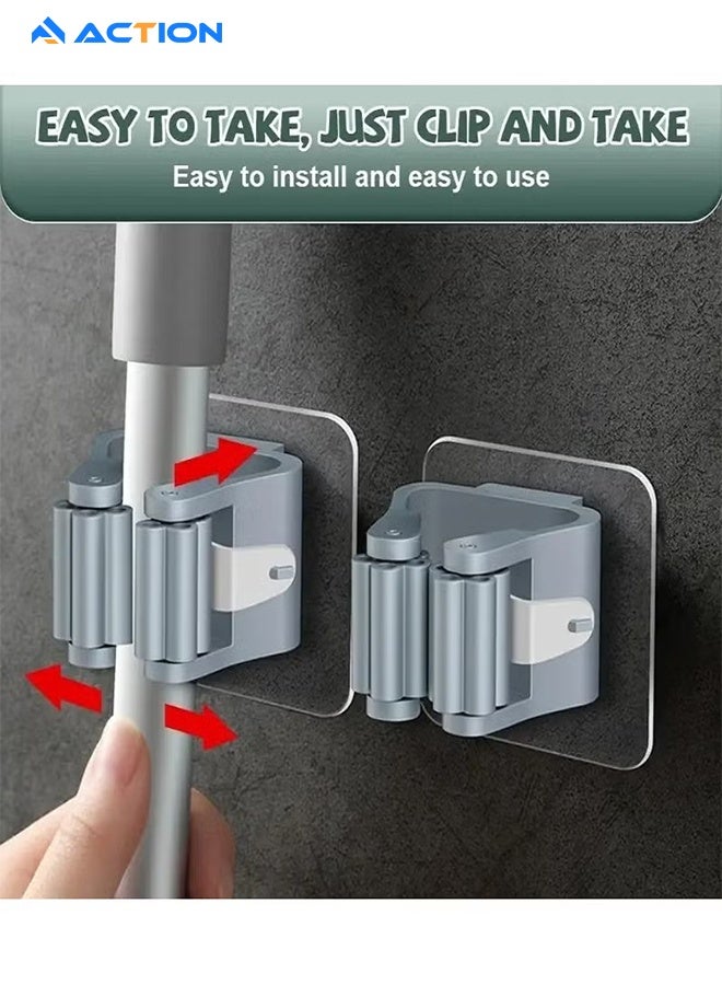 ACTION Mop and Broom Holder Wall Mount, Self Adhesive Heavy Duty Broom Hanger Organizer Storage Tool Racks for Kitchen Garden Laundry Garage - Image 5