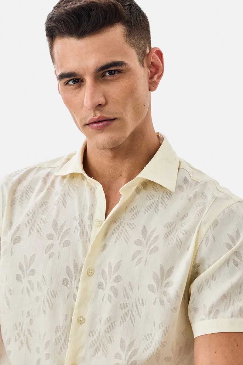 Snitch Off White Jacquard Regular Fit Shirt for Men | Best Price UAE