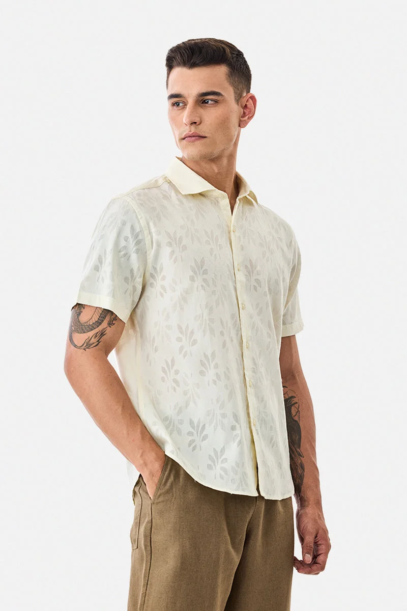 Snitch Off White Jacquard Regular Fit Shirt for Men | Best Price UAE