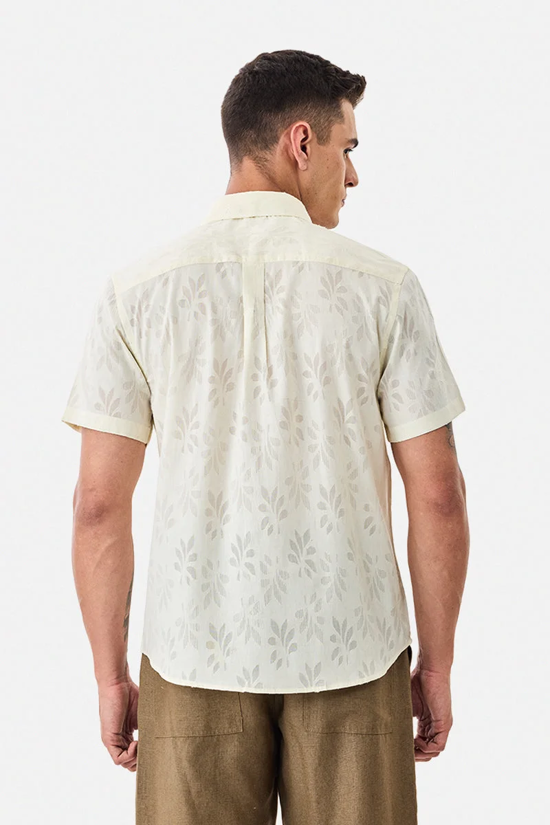 Snitch Off White Jacquard Regular Fit Shirt for Men | Best Price UAE