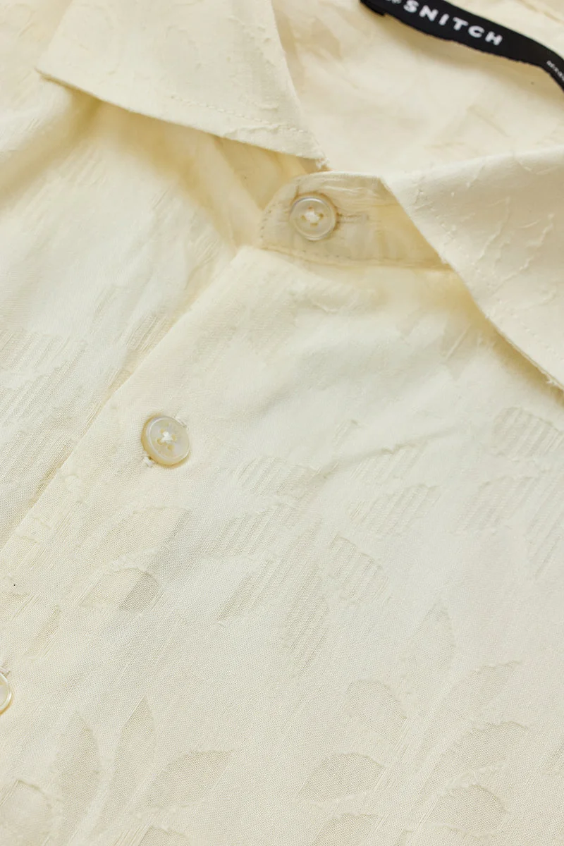 Snitch Off White Jacquard Regular Fit Shirt for Men | Best Price UAE
