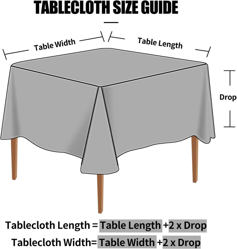 smiry Square Table Cloth, Waterproof Heavy Duty Vinyl Tablecloths, Wipeable Washable Table Cover for Kitchen and Dining Room (Grey, 54" X 54") - Image 5