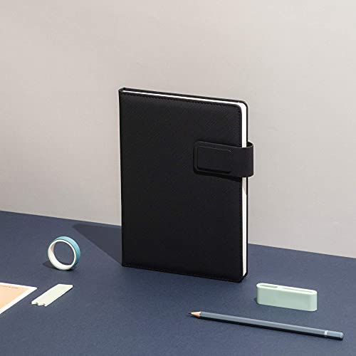 REGAL Premium PU Leather A-5 Office Notebook Diary Journal with Smart Magnetic Flap Closure, 192 pages 80 gsm (Rich Black) - Image 2