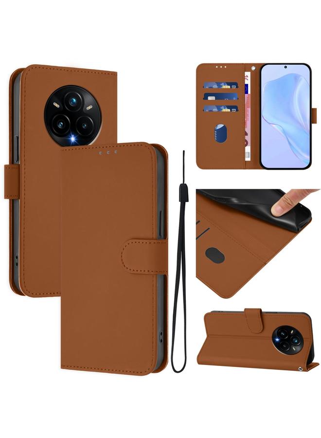 S-TOP Case For Realme 14 Pro+ Skin Feel Solid Color Leather Phone Case with Lanyard - Image 1