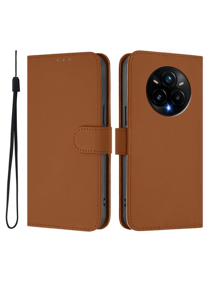 S-TOP Case For Realme 14 Pro+ Skin Feel Solid Color Leather Phone Case with Lanyard - Image 2