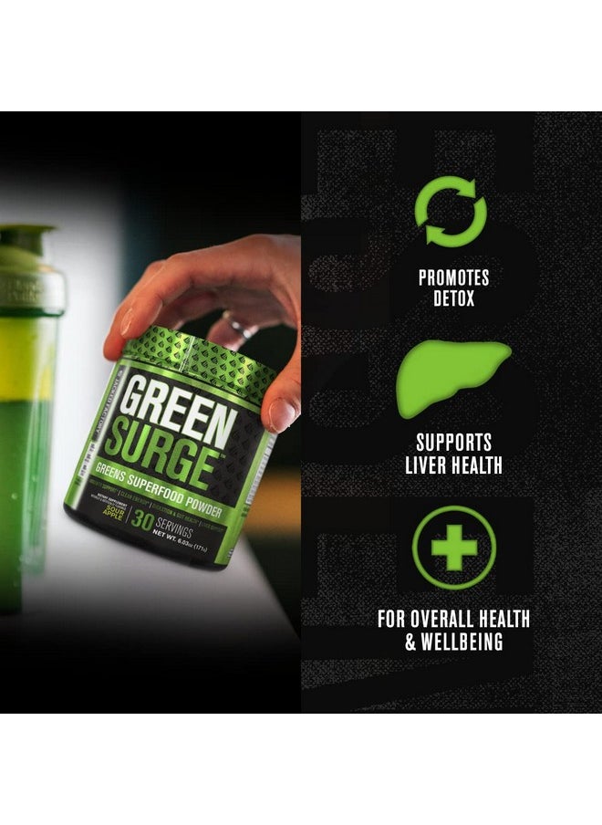 Jacked Factory مسحوق مكمل غذائي أخضر فائق الجودة من Green Surge، مشروب أخضر صديق للكيتو مع سبيرولينا، عشب القمح والشعير، خضروات عضوية، مستخلص الشاي الأخضر، البروبيوتيك والإنزيمات الهضمية، تفاح حامض، 30 سيفرت  - Image 4