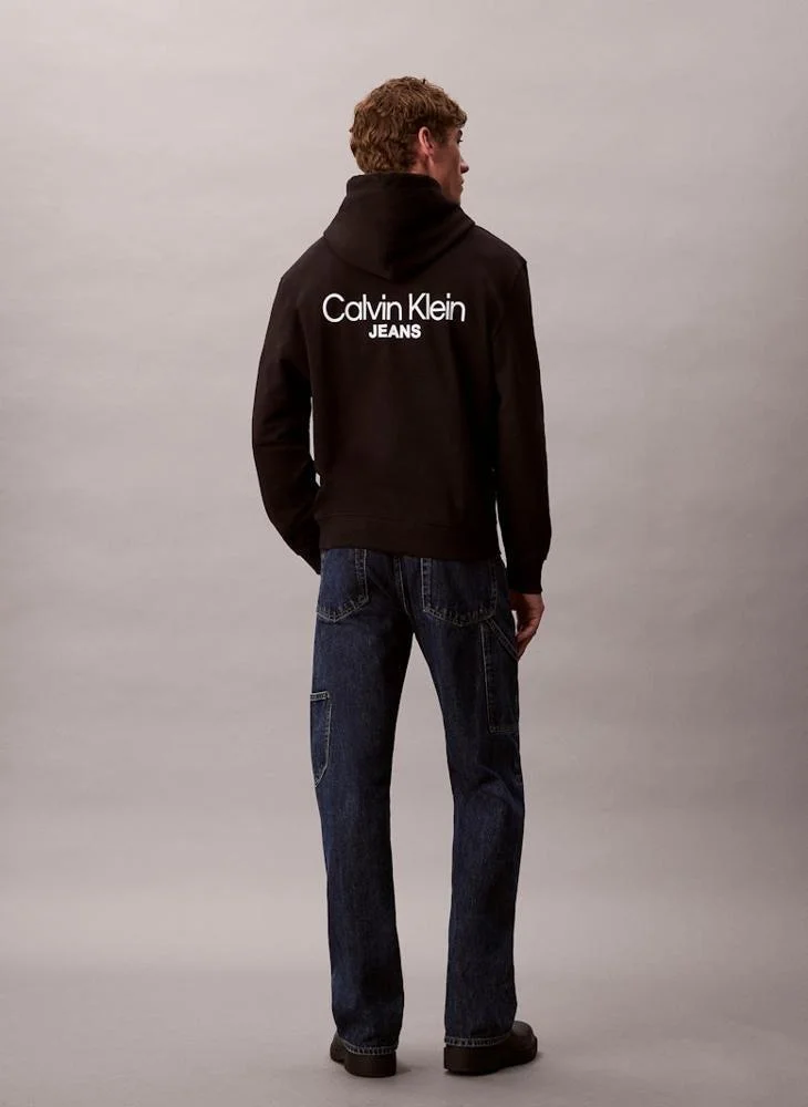 Calvin Klein Jeans Black Logo Back Print Hoodie for Men | Best Price UAE