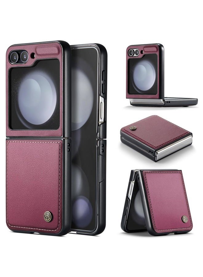 Rerzoiro for Samsung Galaxy Z Flip 5 Case, Premium PU Leather Case Anti Scratch Slim Phone Shockproof Protective Phone Cover for Samsung Galaxy Z Flip5, Red - Image 1
