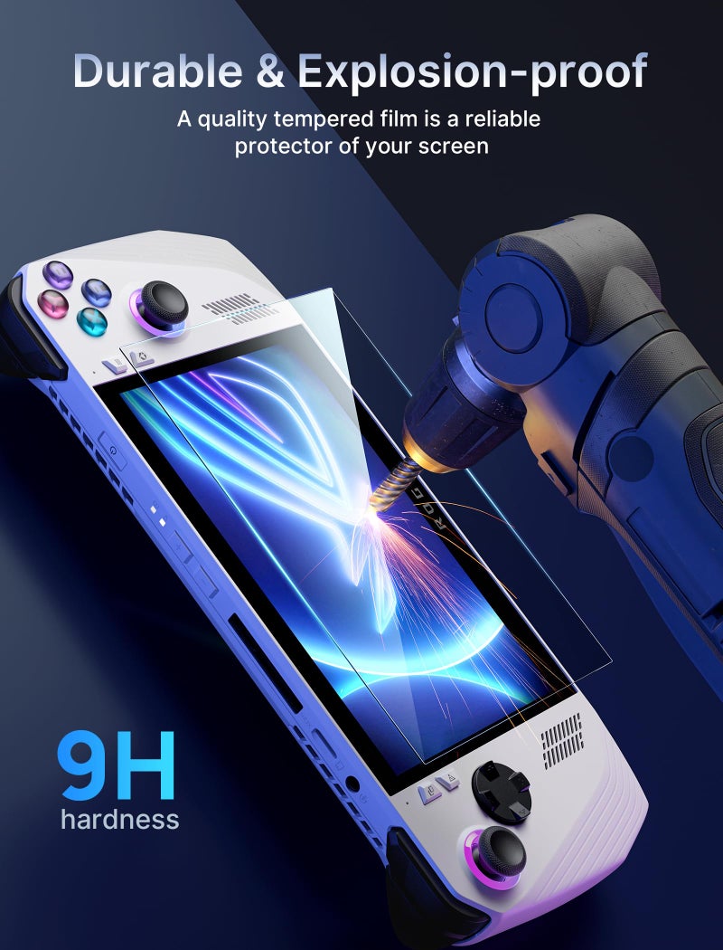 JSAUX ROG Ally Screen Protector 2-Pack, Ultra HD Glass Protector 9H Hardness Tempered Glass Protector with Guiding Frame, 7 inch Anti-Scratch Screen Protector for ASUS ROG Ally/ASUS ROG Ally X 2024 - Image 5