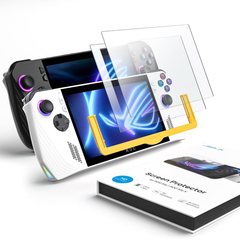 JSAUX ROG Ally Screen Protector 2-Pack, Ultra HD Glass Protector 9H Hardness Tempered Glass Protector with Guiding Frame, 7 inch Anti-Scratch Screen Protector for ASUS ROG Ally/ASUS ROG Ally X 2024 - Image 1