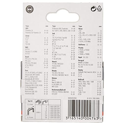 Bosch Professional Fine Wire Staples With Length 4mm, Pack Of 1000, Suitable For Ht8 And Ht 14 Tackers - Image 2